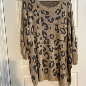 Chic Soul Tan and Black Leopard Print Blouse